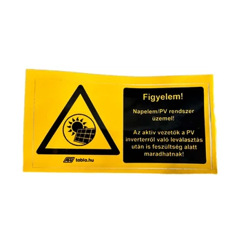 Figyelem ! Napelem/PV rendszer üzemel ! Matrica